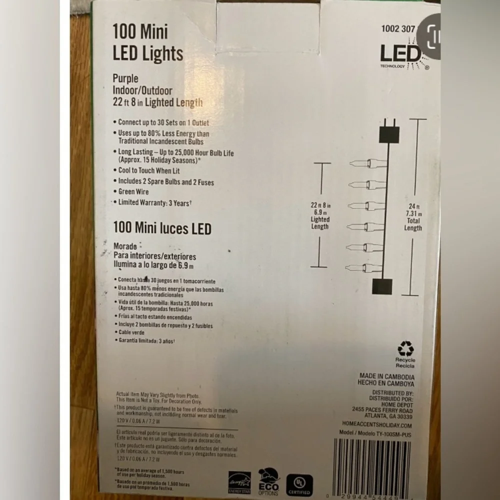 Holiday Purple LED Mini Lights NIB